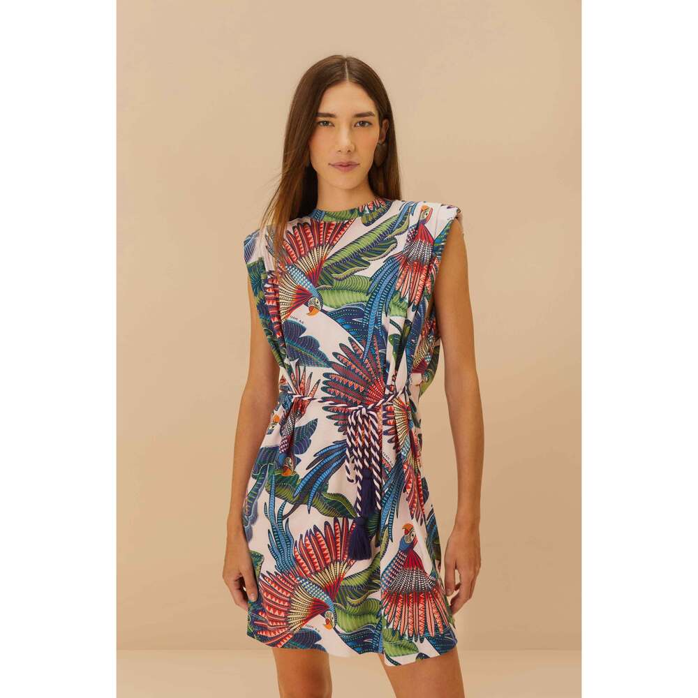 FARM RIO - BRAND NEW WITH TAGS Pink Macaw Flight Mini T-Shirt Dress